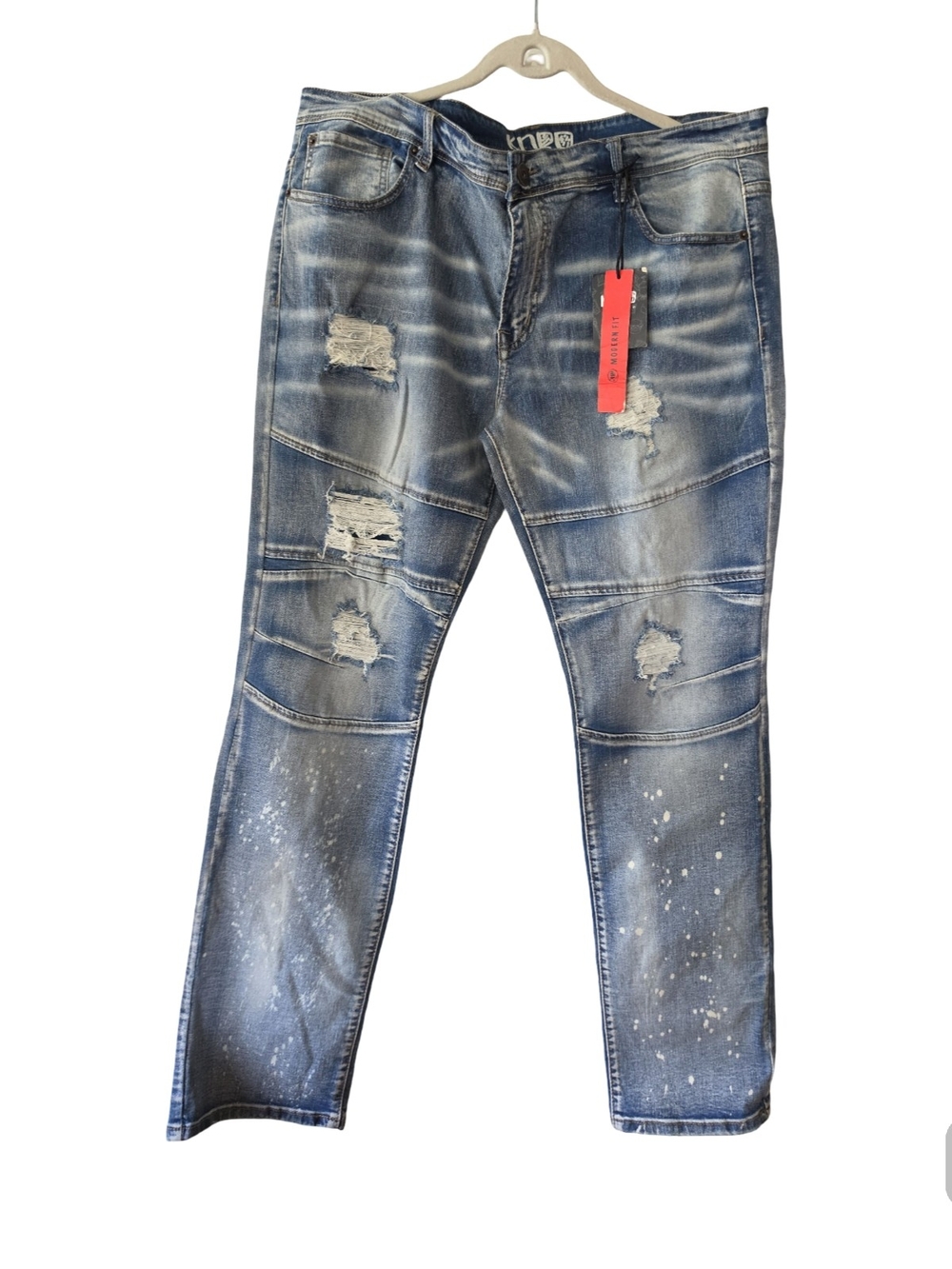 Men's Distressed Blue Washed Jeans - Casual Slim Fit